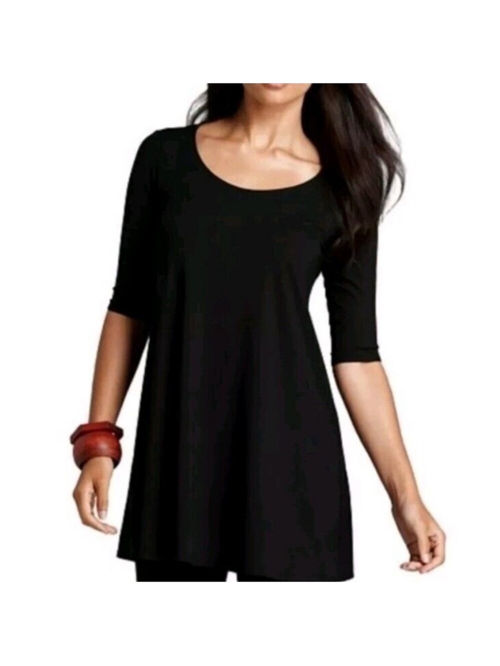 Eileen Fisher Plus Size Black 100% Silk Tunic